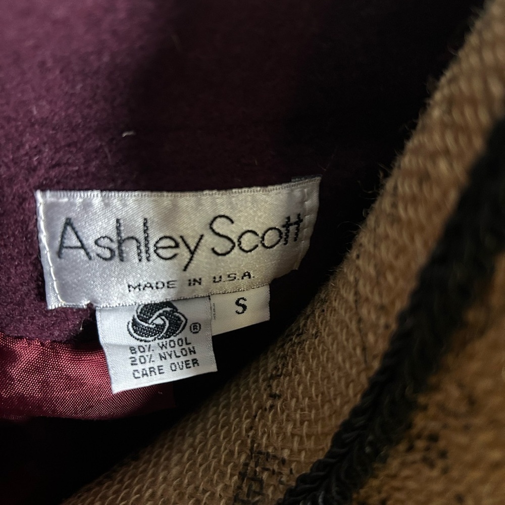 Ashley Schott Burgundy Wool Utility Jacket Vintage 90s cropped military style - Picture 5 of 5